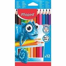 Карандаши пластиковые  12 цв трехгранные утолщенные MAPED Pulse Jumbo 834352