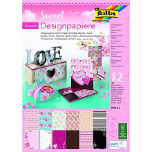 Бумага для скрапбукинга  А4 12л 150г/м2 с глиттером FOLIA Sweet, 11249										