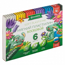 Пластилин 6цв восковой с алоэ вера Globus, ПЛ6-01МВ