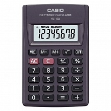 Калькулятор карманный 8 разрядов CASIO черный HL-4A-W-EP