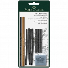 Набор угля и угольных карандашей Faber-Castell Pitt Charcoal 10 предметов, 112996