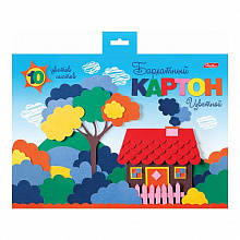 Картон 10цв 10л А5 бархатный в папке Мой домик Hatber, 10Кбх5_14289