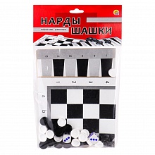 Набор настольных игр шашки и нарды 2 поля в пакете Рыжий кот, ИН-0162