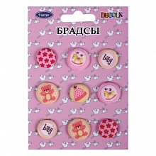Брадсы для скрапбукинга 9шт Baby розовый ткань Decola, 3518