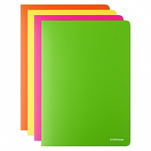 Папка-угол А4 пластик с двумя карманами тонированный ассорти Glossy Neon Erich Krause, 53603