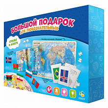 Игра настольная Страны и флаги + пазлы 260 эл + атлас с наклейками, ГЕОДОМ, 4607177453088