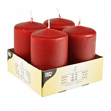 Свеча  4шт. бордо 8х5см столбики Pap Star, 10495