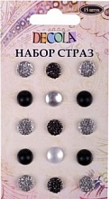 Набор для творчества 15шт Стразы черно-белые Decola 6050