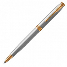 Ручка шариковая поворотный механизм 1мм черный стержень PARKER SONNET Core K527 Stainless Steel GT M 1931507