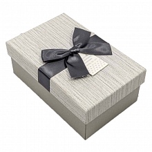 Коробка подарочная прямоугольная 16х10х6,2см с бантом Серая OMG 720690/9