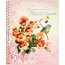 Тетрадь спираль  96л клетка Яркие птицы и цветы Проф-Пресс, 96-6911