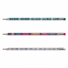 Карандаш чернографитный HB с ластиком трехгранный Tartan Erich Krause 56010