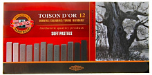 Пастель 12 цв. Koh-I-Noor TOISON D`OR сухая, проф., серые тона, 8592/GR
