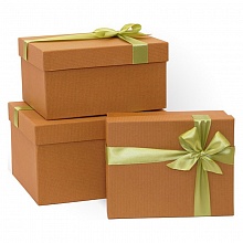 Коробка подарочная прямоугольная 23x19x13см ореховая с бантом Д10103П.166.1