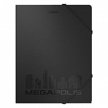 Папка с резинкой пластик А4 30мм черная Megapolis Erich Krause, 50395