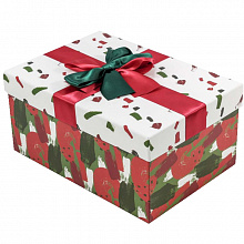 Коробка подарочная прямоугольная 26х18х12см с бантом Новый год OMG-GIFT 720300-236