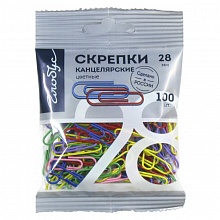 Скрепки цветные 28мм 100шт в пакете Globus, С28-100ППл