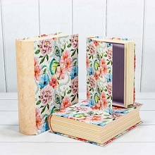 Коробка подарочная книга 29х24х7,3см Цветы и перо OMG, 720269/3