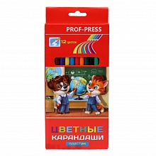 Карандаши пластиковые  12 цв. с ластиком Проф-Пресс, КЦ-5388