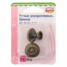 Ручка для шкатулки 2,3х2,2см 2шт бронза Hemline Hobby, 11.130/G002