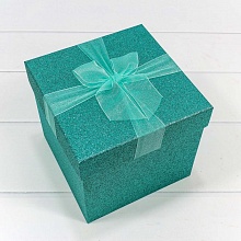 Коробка подарочная куб 15,5х15,5х14,5см Блеск бирюзовый OMG 7308019/10046