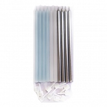 Набор свечей для торта 10шт Silver&Blue с держателями 6074036 