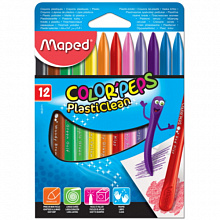 Мелки восковые 12 цветов трехгранные MAPED PlastiClean 862011