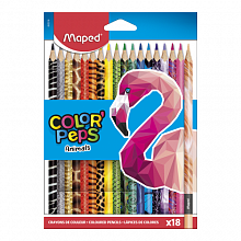 Карандаши  18 цв трехгранные ударопрочные декорированные MAPED Color Peps Animals 832218