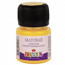 Краска акриловая матовая 20мл желтая светлая Decola 14326213