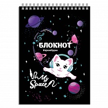 Блокнот А5 60л спираль клетка Улетный кот Феникс, 58184
