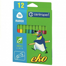 Фломастеры Centropen Eco 12 цв.,2560,(из пищ.крас.),Чехия