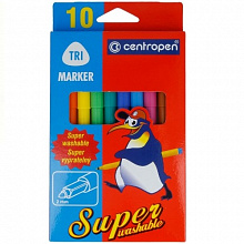Фломастеры 10 цветов Centropen Superwashable Tri 2570/10