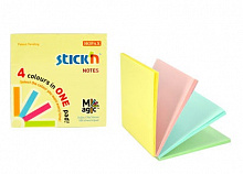 Блок самоклеящийся 76х76мм 100л Magic Pads 4 цвета пастель Hopax 21574