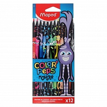 Карандаши пластиковые 12 цв трехгранные MAPED Color Peps Black Monster 862612